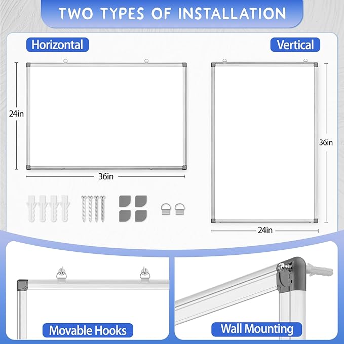 Grtard 36" x 24" Magnetic Dry Erase Whiteboard - Image 5