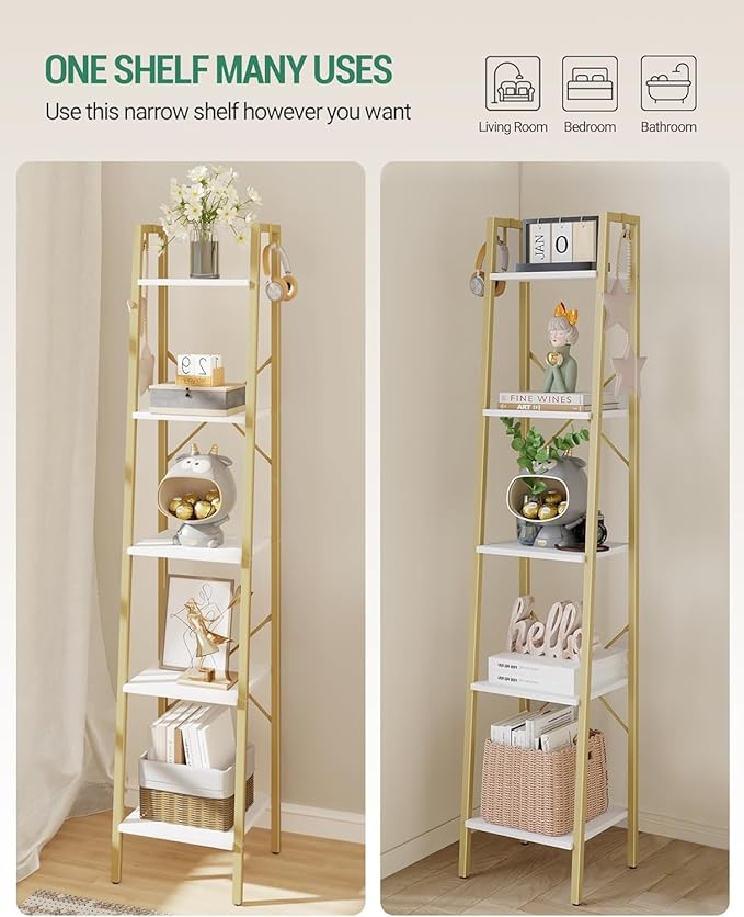 Hzuaneri Ladder Shelf, Bookshelf Bookcase, Freestanding Corner Storage Shelve - Image 3