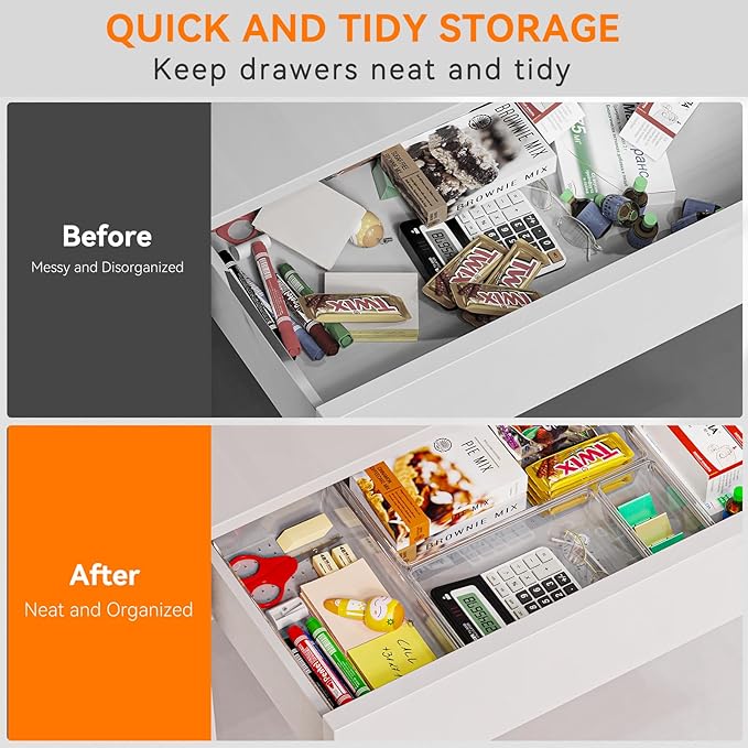 Criusia 30 Pack Large Clear Plastic Drawer Organizer Bins - Image 6