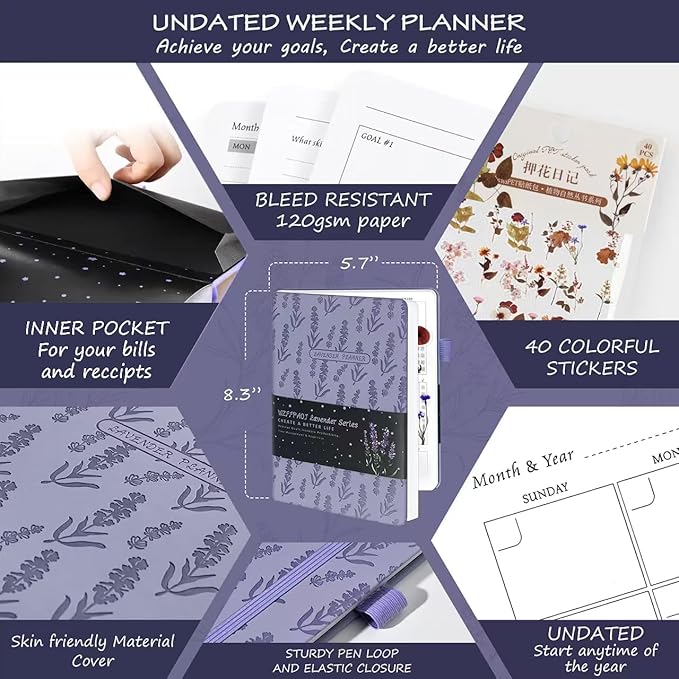 Undated Luxurious Weekly & Monthly Planner to Increase Productivity Hit Your - Image 2