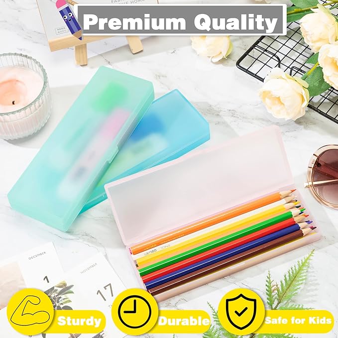 Fainne 24 Pcs Plastic Pencil Case Bulk Pencil Boxes Plastic Stationery Case - Image 4