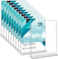 EHWINE Acrylic Sign Holder 8.5 x 11, 10 Pack Double-Sided Stand up Table Top by EHWINE