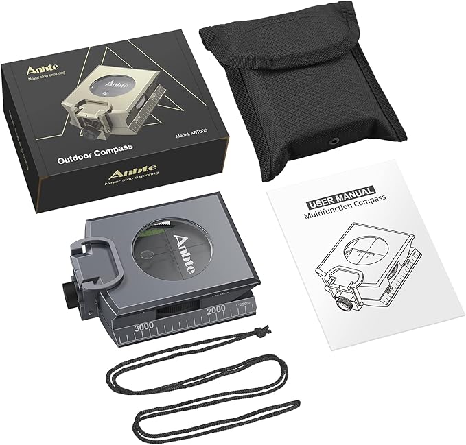 Anbte Compass Hiking Survival, IP65 Waterproof Metal Compass - Image 8