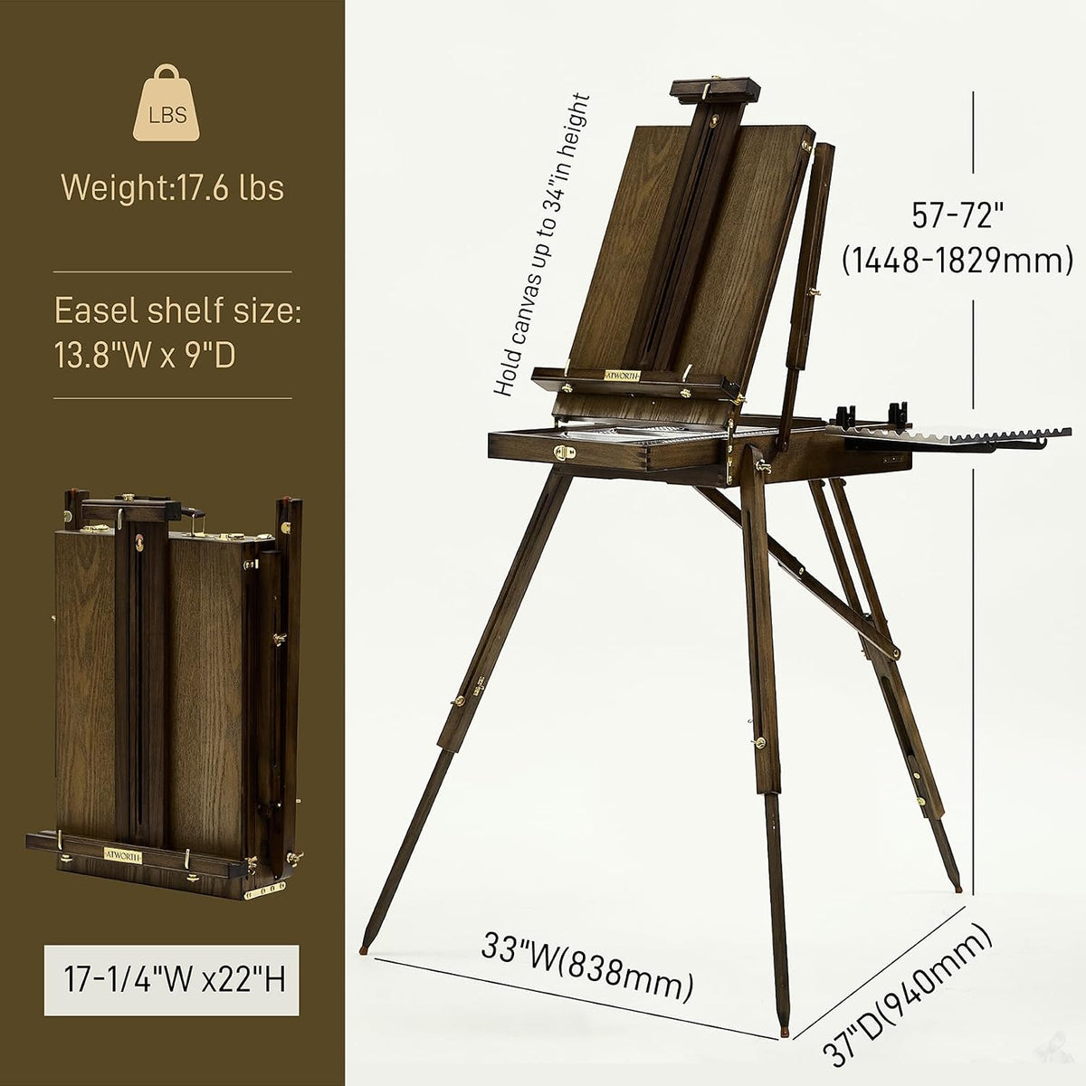 french easel for painting: deluxe beech wood plein shown in use