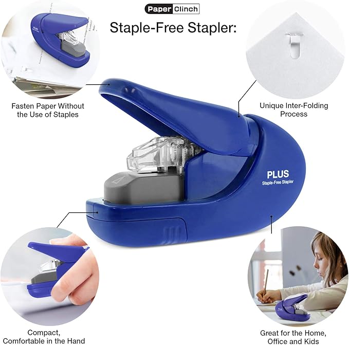 Plus Paper Clinch Compact Staple-Free Stapler - Image 2