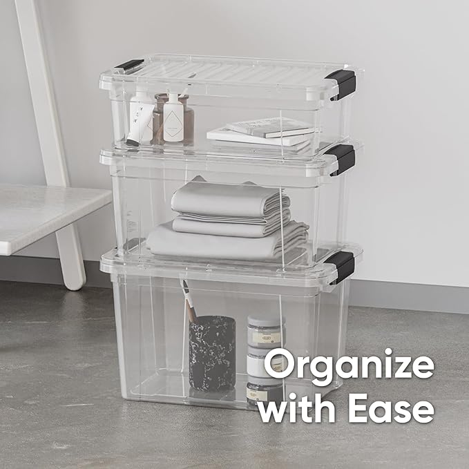 Superio Storage Bins with Lids- 4 Pack, 7.4 Qt Clear Boxes - Image 5