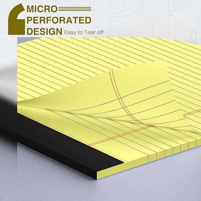 6 Pack Legal Pads 8.5" x 11" College Ruled Yellow Note Pads 8.5 x 11 Inch - Image 3
