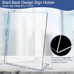 Wbtran Acrylic Sign Holder 8.5 x 11, 6 Pack Slanted Back Sign Holders - Image 2