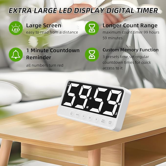 PULIVIA Extra-Large Display Digital Kitchen Timer - Image 2