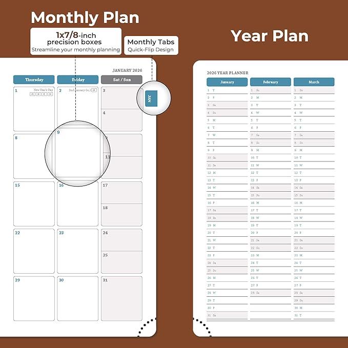 IN-LUXPRO Planner 2026 Daily Weekly and Monthly, 6.5"x3.75", 12 Months Spiral - Image 4