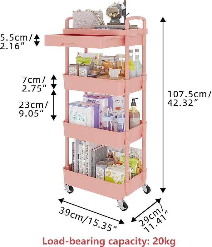 Calmootey 4-Tier Rolling Utility Cart - Image 5