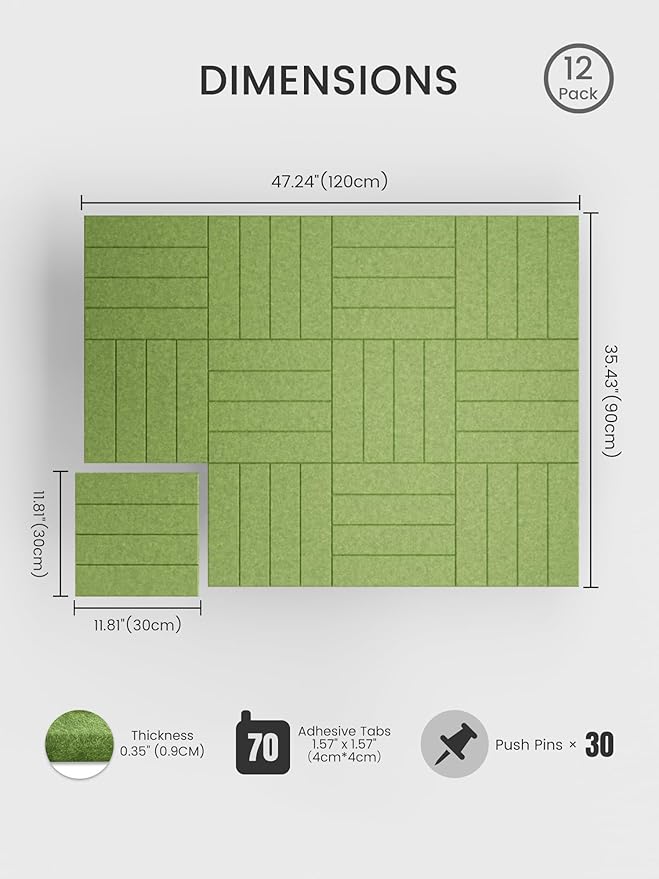 Bumusty Large Cork Board Alternative-47 x35 Felt Bulletin Board Tiles, - Image 2