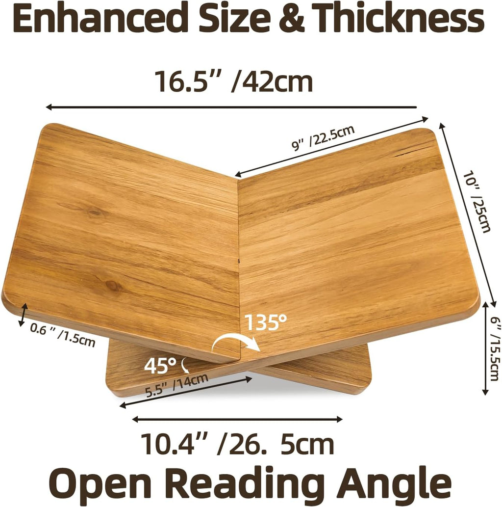 Wood Book Stand for Reading with Handles Large Wooden Book Holder for Display Open Bookstand for Recipe Cook Book