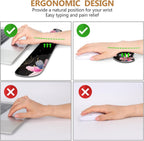 DINKY Desk Mat Black Flower, Large Gaming Mouse Pad with Wrist Rest, 4in1 XXL Mousepad+Keyboard Wrist Rest+Mouse Pad Wrist Support+Coaster Cushion Set for Home Office