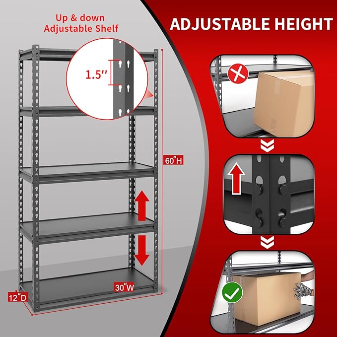 Shuntong 30" W Laminated Heavy Duty Metal Shelving Unit 2000 Lbs Boltless - Image 3