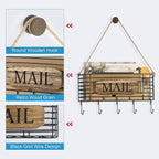 SRIWATANA Mail Holder, Rustic Mail Organizer Wall Mount Hanging Mail Sorter - Image 6