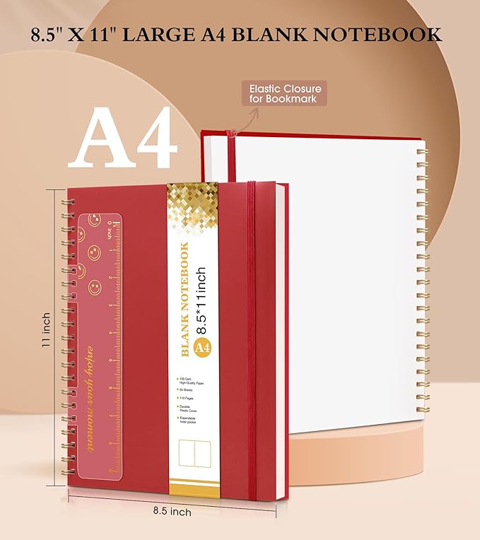 Blank Spiral Notebook Journal 8.5” x 11”, A4 Large Sketch Book - Image 2