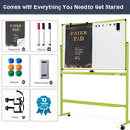 Rolling Whiteboard, 48x32 Inches Mobile Whiteboard on Wheels, Magnetic Dry - Image 6