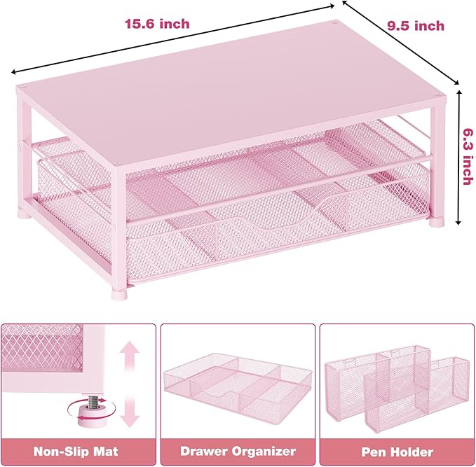 OPNICE Desk Organizers and Accessories, 2-Tier Computer Monitor Stand Riser - Image 3