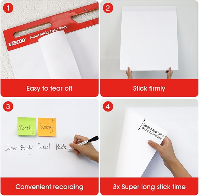 VISCOO Thickened Sticky Easel Pad, 25 x 30 Inches Large Chart Paper - Image 4