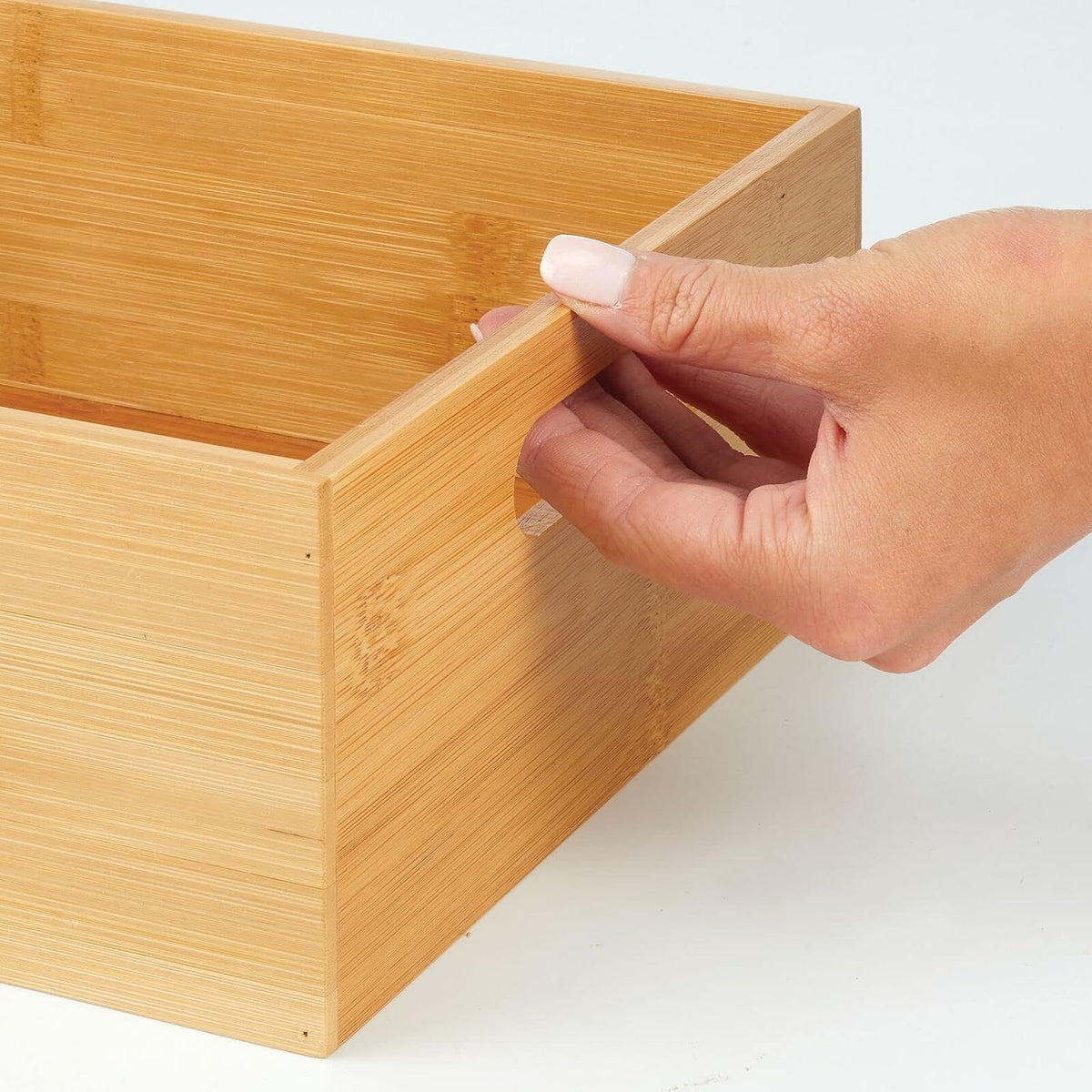 mDesign Kitchen Storage Box - Large Wooden Box with Handles - Bamboo Kitchen ...
