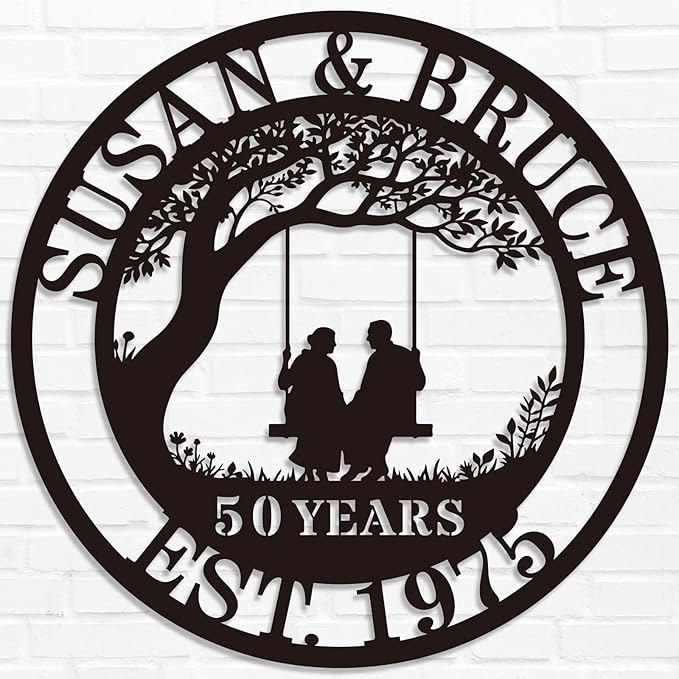 Personalized Wedding Anniversary Sign Gifts, Custom 50th 40th 65th 60th 25th by HZYCYYFC