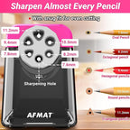 AFMAT Heavy Duty Electric Pencil Sharpener, 6 Holes, Auto Stop Pencil - Image 2