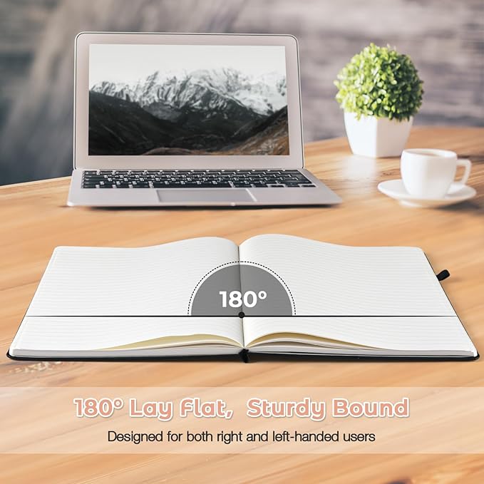 Lined Journal Notebook, 8.5" x 11" Hardcover Leather Notebook - Image 3