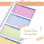 Fullhawl 1 Pcs Spiral Bound Phone Message Book 5-1/2" x 11" 2 Part Colorful - Image 3