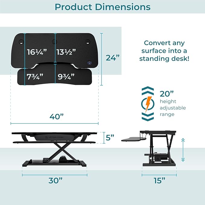 VERSADESK® PowerPro™ 40” x 24” Standing Desk Converter | 40 inch Electric - Image 4