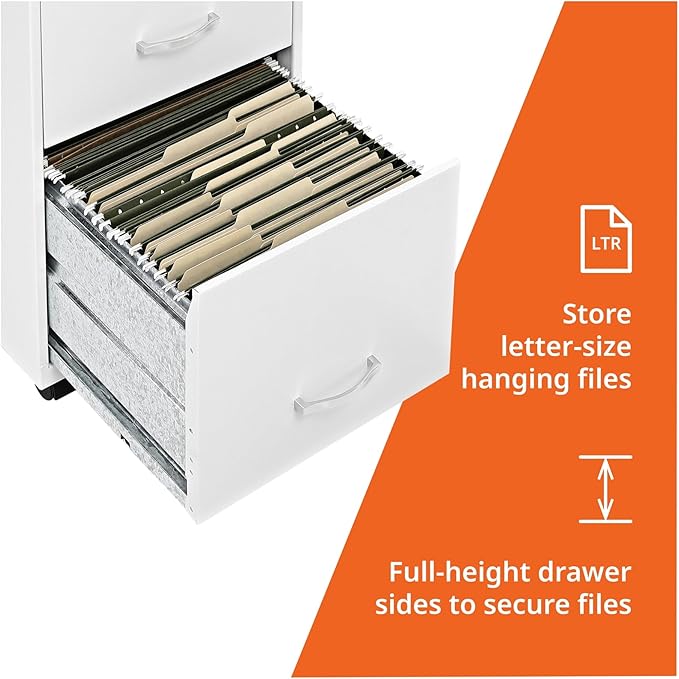 Lorell LYS SOHO Box/File/File Mobile White File Cabinet, 3 Drawer, 26.5 x 14.3 - Image 5