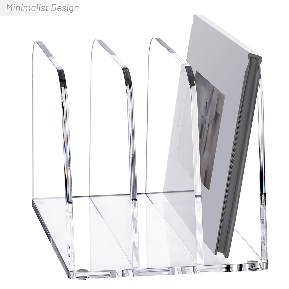 YUXUN Desk File Organizer,3-Section Vertical Clear Acrylic Desk Organizer Fil...