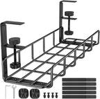 15.7” Under Desk Cable Management Tray, No Drill Steel Cable Tray Organizers by REFLYING