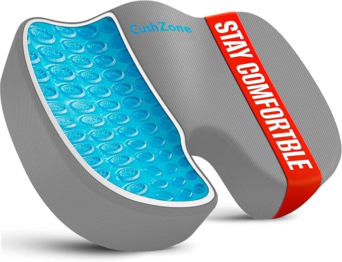 Office Chair Seat Cushion, Cooling Gel Enhanced Memory Foam Cushion by CushZone
