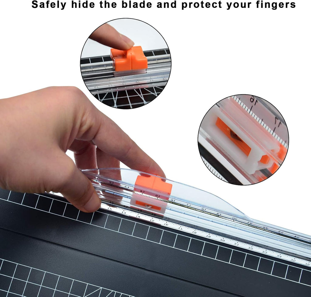ArtAt A4 Paper Cutter 12 inch Black Paper Trimmer with Sliding Safety Blade | Precision cutting with side ruler for scrapbooks, cardstock, DIY craft, photos, coupon, labels, classroom craft projects