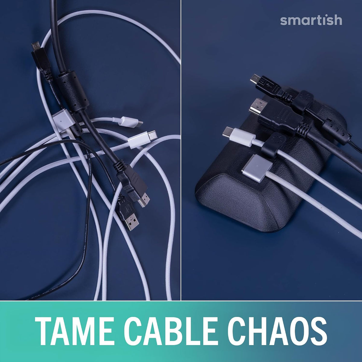 Smartish Magnetic Cord Holder, Bigger Cable Wrangler, Office Desk Organizer