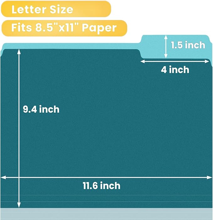 SUNEE File Folders Letter Size Vintage Colors, 100 Pack Manilla Folders 8.5 x - Image 2
