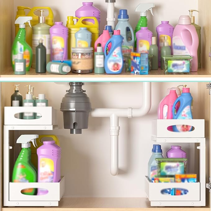 Beleeb Under Sink Organizer, 2 Pack 2 Tier Metal Slide Out Pull Out Cabinet - Image 5