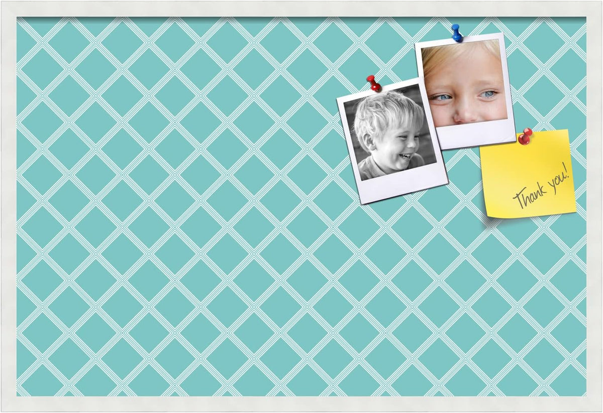 PinPix pin Cork Bulletin Board Made from Canvas, Diamond Modern Pattern Aqua ...