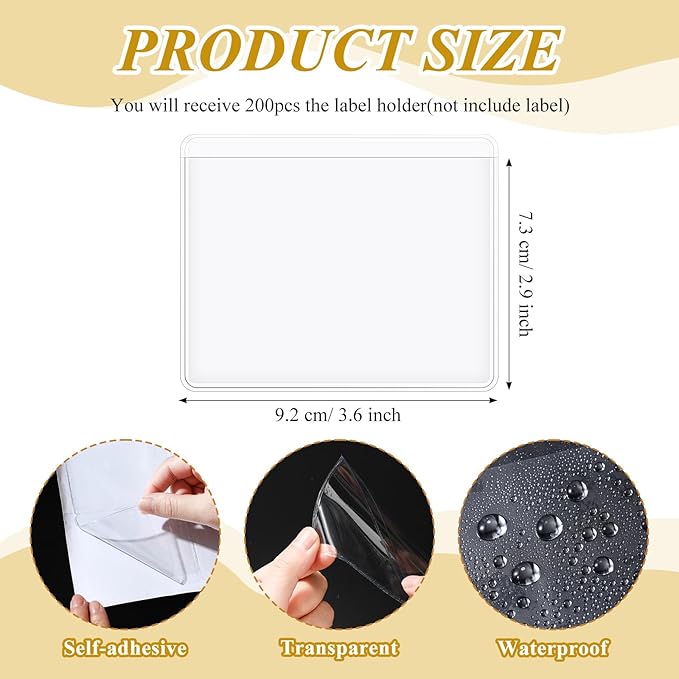 Jeyiour 200 Pcs Label Holders Adhesive Nameplate Pockets Storage Bin Labels - Image 2