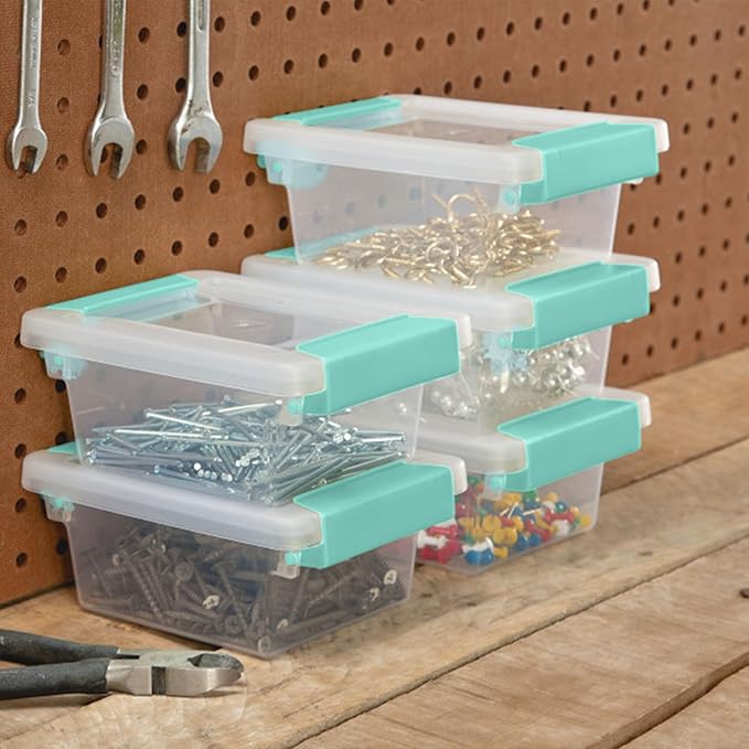 Sterilite 6-Pack Clip Box, Stackable Clear Plastic Bins - Image 6
