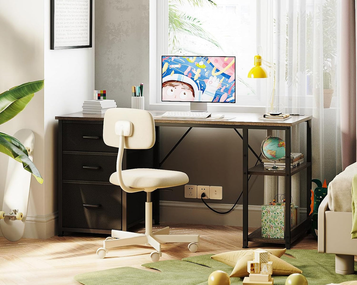 AODK 51 Inch Computer Desk with Drawers & USB Power Outlets