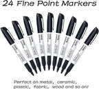 Shuttle Art 24 Black Permanent Markers Fine Tip Markers, Perfect on Plastic - Image 2