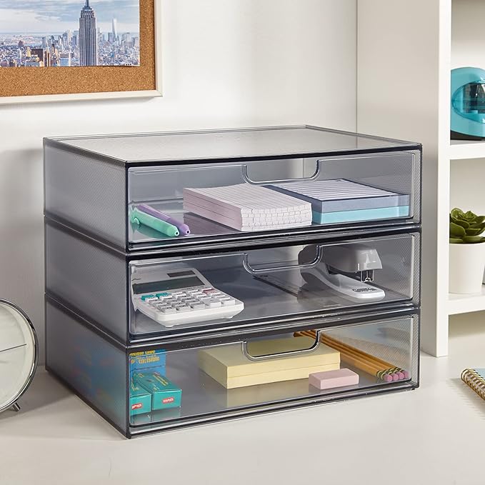 STORi STAX Plastic Stackable Organizer Drawer in Grey | 12.5-inches Wide | - Image 4