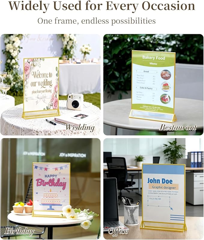 Dynta Acrylic Sign Holder 8.5x11 8pck Clear Table Display Stands Double Sided - Image 7