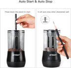 afmat ps-b06 rechargeable long point pencil sharpener for, side view