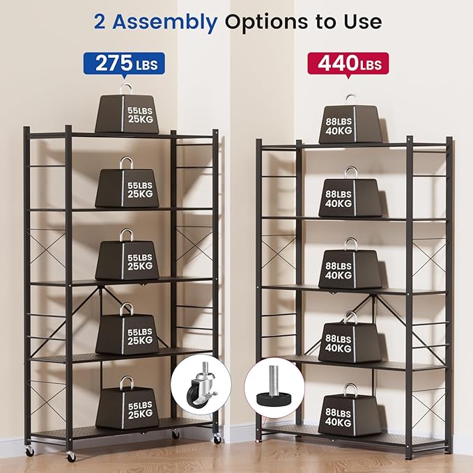 ALANNG 40" W Foldable 5-Tier Storage Shelves - Image 5