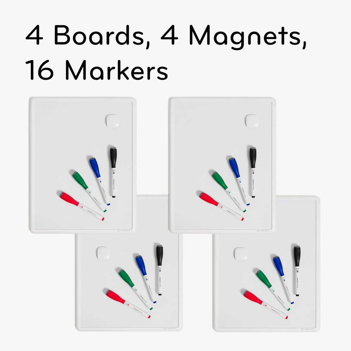 U Brands Contempo Magnetic Dry Erase Board White Board Bundle, 11" x 14&...