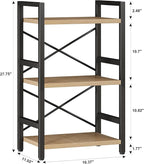 Homeiju Bookshelf, 3 Tier Industrial Bookcase, Metal Small Bookcase, Rustic - Image 3