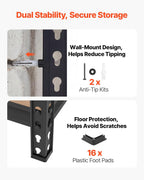 vevor storage shelves, 5-tier adjustable, 3000 lbs capacity, front angle view